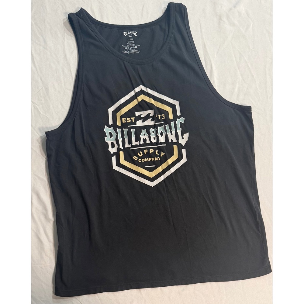 Billabong Mens Supply Company Graphic Tank Top Black XL Cotton Surf Tee